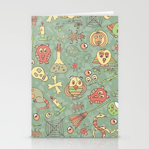 Halloween. Seamless. Beautiful. Sketch, Doodle Stationery Cards
