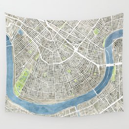New Orleans City Map Wall Tapestry