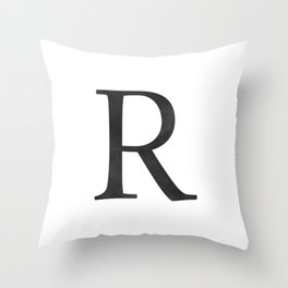 Letter R Initial Monogram Black and White Throw Pillow