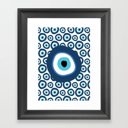 Superimposed Blue Evil Eye Pattern Framed Art Print