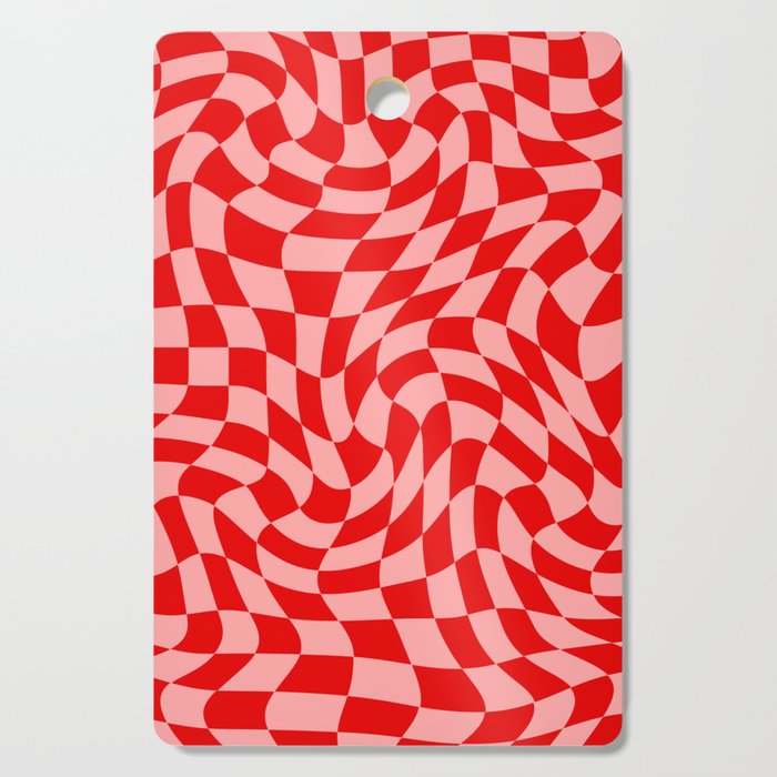 Pink and Red Wavy Checkered Print - Softroom Cutting Board