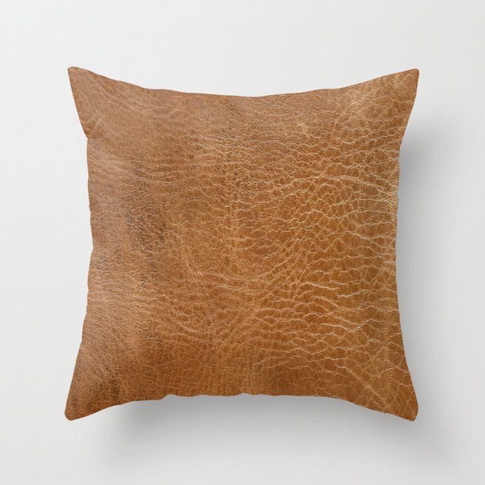 Tan Leather Design Throw Pillow