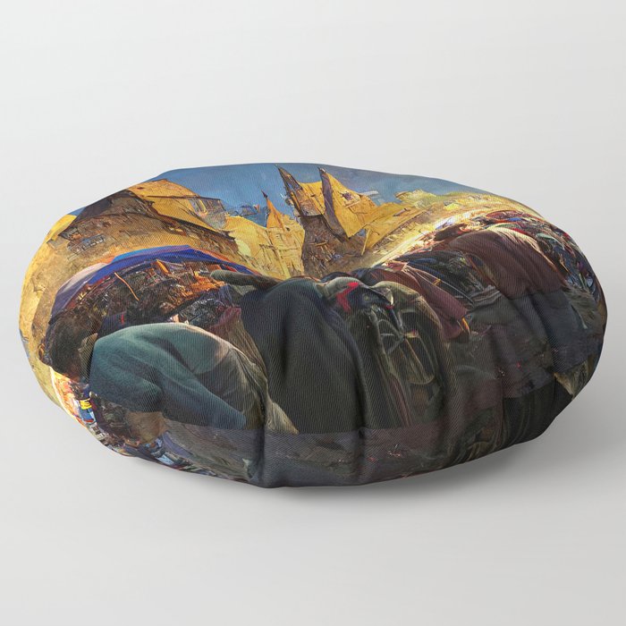 Medieval Fantasy Town Floor Pillow