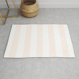 Seashell pink - solid color - white vertical lines pattern Rug
