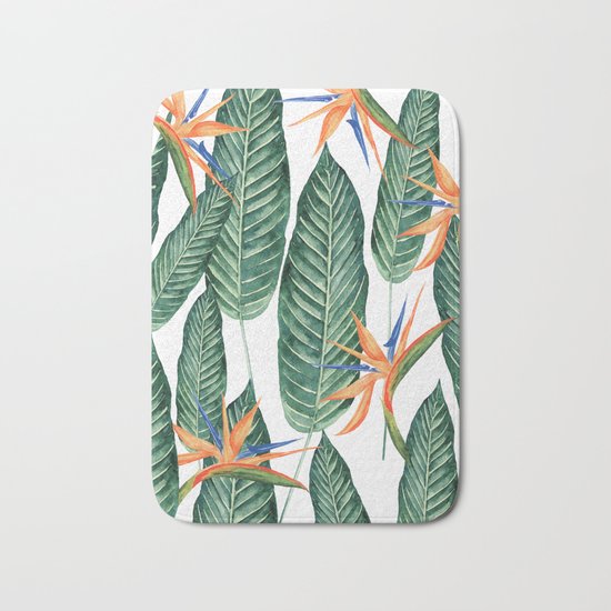 Banana And Flowers #society6 Bath Mat