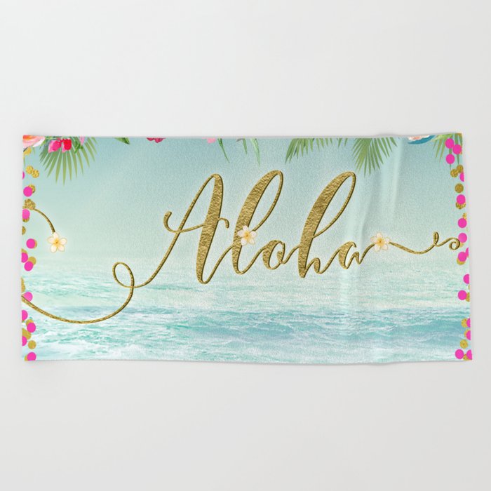 Golden Aloha Beach Towel By Christyne Society6 Golden Aloha Beach Towel By Christyne