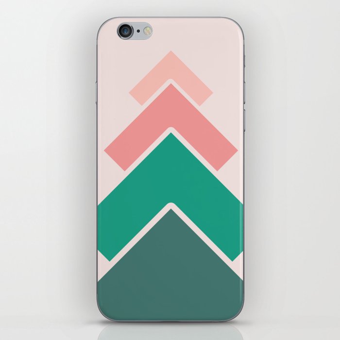 Retro Geometric Arrows Layered Squares- Pinks and Greens- Vertical Format  iPhone Skin