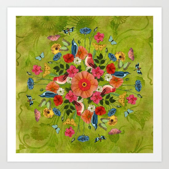 Happy Day Bouquet in Green Art Print