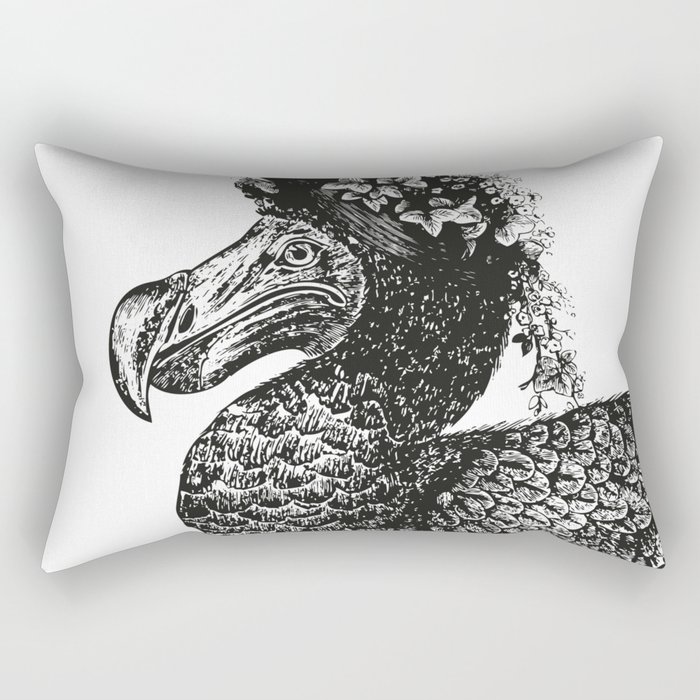 Mrs Dodo | Dodo Bird | Extinct Birds | Black and White | Rectangular Pillow