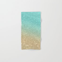 Sparkling Gold Aqua Teal Glitter Glam #1 (Faux Glitter) #shiny #decor #society6 Hand & Bath Towel