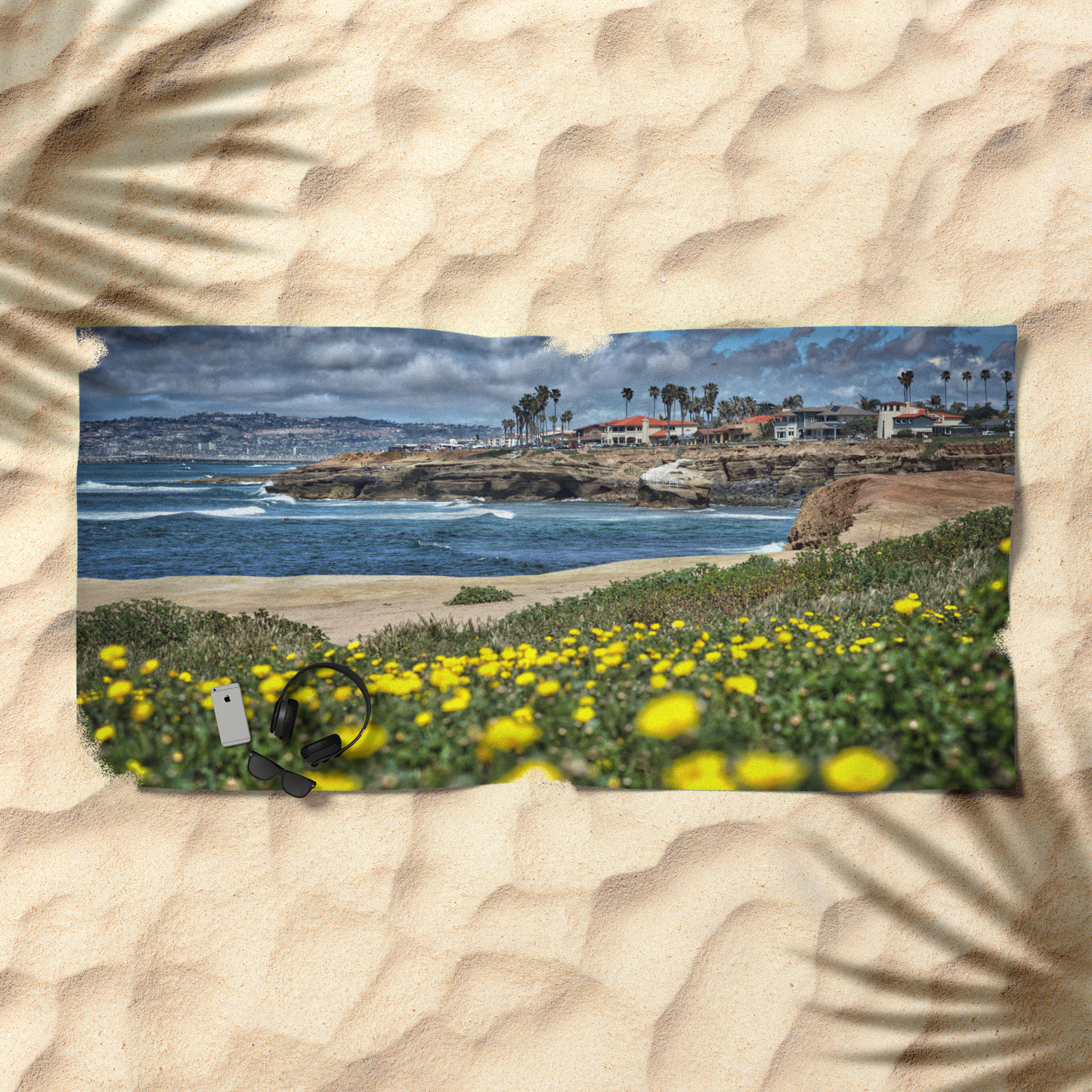 Daisies Sunset Cliffs San Diego Beach Towel By Kellymoncure