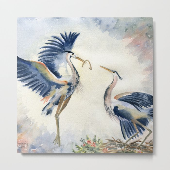 Great Blue Heron Couple Metal Print