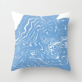 suminagashi spilled ink watercolor painting navy painterly abstract art Throw Pillow