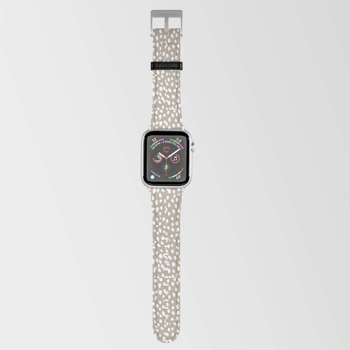 White on Dark Taupe spots Apple Watch Band