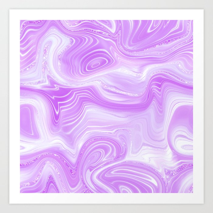 Aesthetic Soft Lilac Crystal Marble Art Print