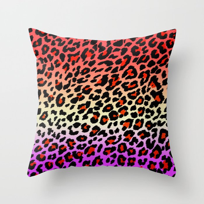 Red/Creme/Purple Cheetah Print Throw Pillow
