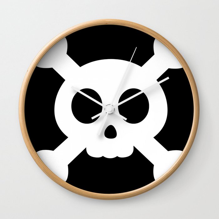 Black Pirate Flag Skull Wall Clock