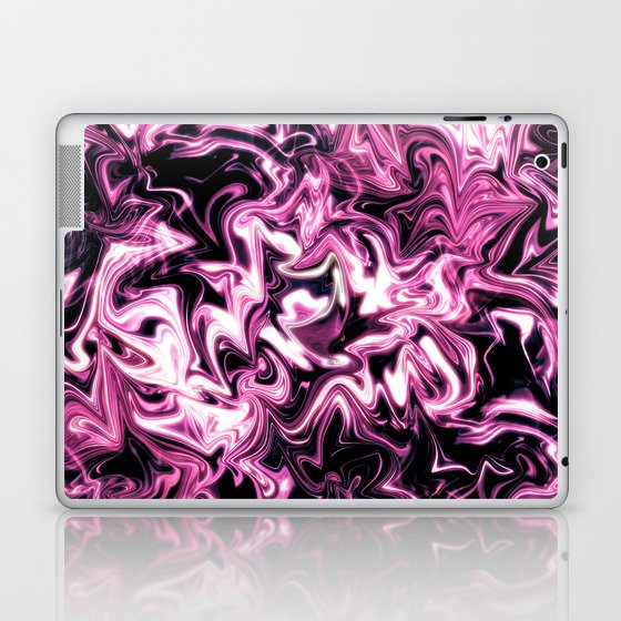 Glowing Pink Liquid Swirls On Black Laptop & iPad Skin