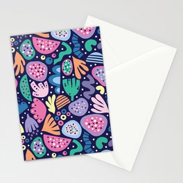 Playful abstraction. Seamless pattern with abstract bold whimsical shapes. Contemporary art Stationery Cards