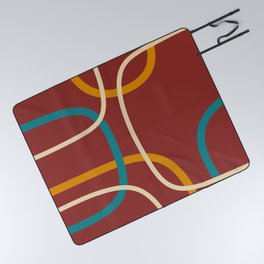 Abstract red mid century shapes Picnic Blanket