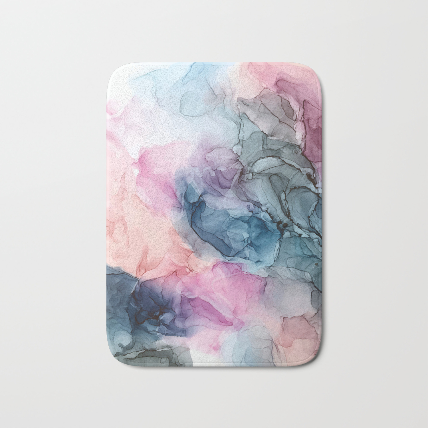 Heavenly Pastels Original Abstract Ink Painting Bath Mat By
