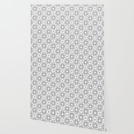 Mid Century Square Dot Pattern Winter Gray Wallpaper