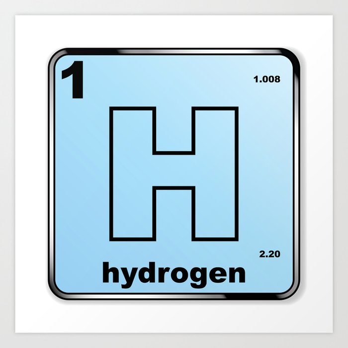 Hydrogen From The Periodic Table Art Print