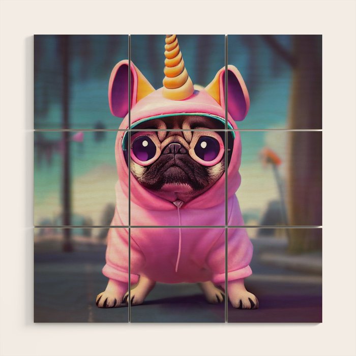 Unipug Cute Pug with Unicorn outfit Art Print by Olly Cross Design Society6