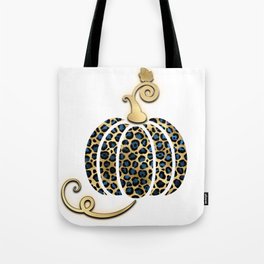 Fancy Golden Blue Leopard Pumpkin Tote Bag