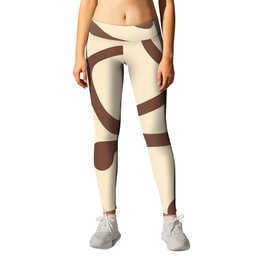  Reto Abstract Curvy lines pattern - Brown and Blanched Almond Leggings