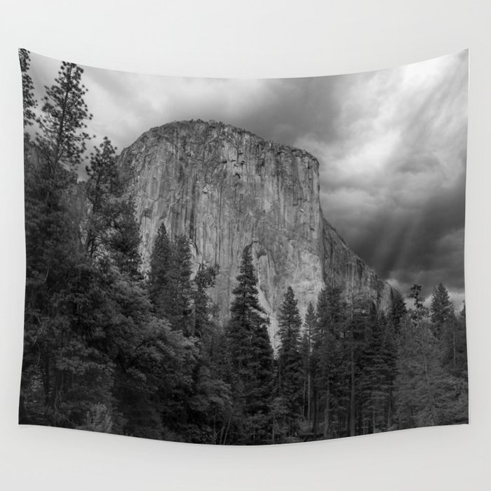 Yosemite National Park El Capitan Black And White Photography Outdoors Landscape National Parks Wall Tapestry