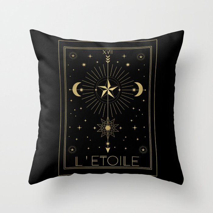 L'Etoile or The Star Tarot Gold Throw Pillow