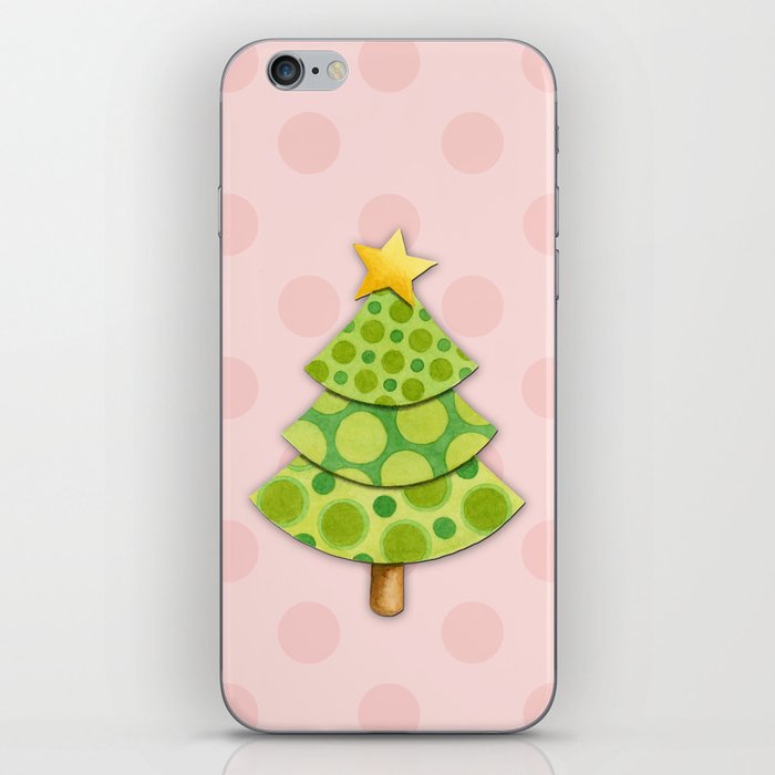 Pink Polka Dots Christmas iPhone Skin