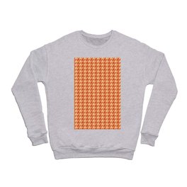 Happy Orange Houndstooth Pattern on Woven Velvet Cloth in Modern Country Style Crewneck Sweatshirt