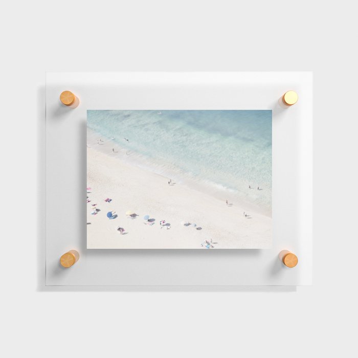 Summer Seaside Beach Print - Aerial Ocean Crowded Beach Sea photography by Ingrid Beddoes Floating Acrylic Print
