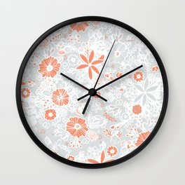 Orange Floral Wall Clock