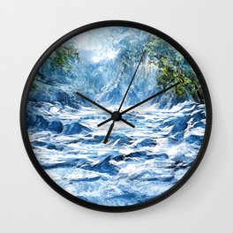 Fantasy Frozen River Wall Clock | Ice, Frozenriver, Fantasyscenery, Snow, Breathtakingscenery, Peacefulfantasy, Surrealist, Surrealism, Winter, Glacier 