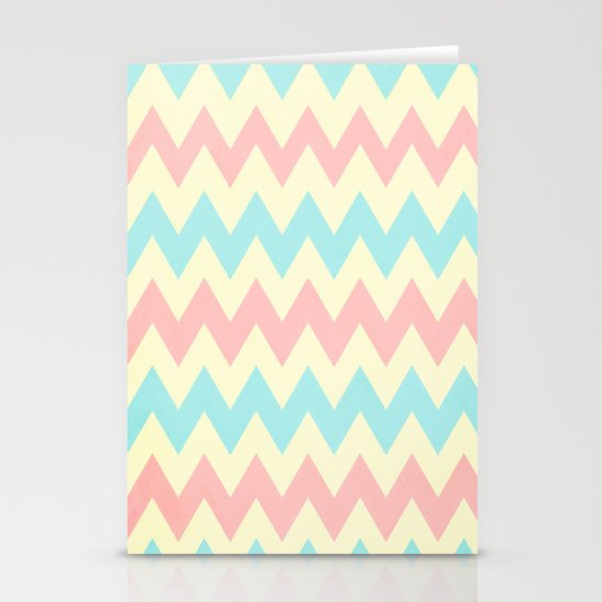 Summer Pink & Blue Chevron Stationery Cards