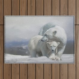 Polar Bear Family Outdoor Rug