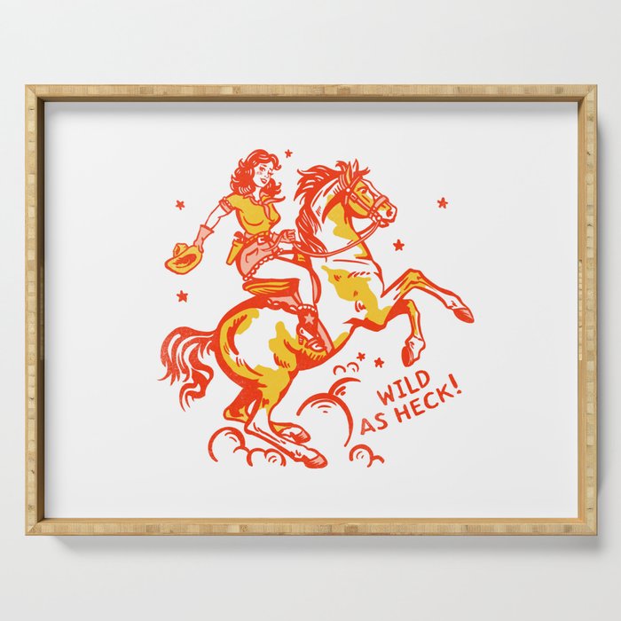 Retro Cowgirl Horse Riding Art. Vintage Western Decor Art