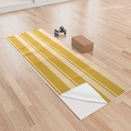 [ Thumbnail: Tan and Goldenrod Colored Stripes Pattern Yoga Towel ]
