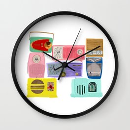 Vintage Colorful Radios Wall Clock | Vintageradios, Radio, Retroradios, Oldradio, Midcenturyradio, Digital, Music, Drawing, Midmodradio, Clockradio 