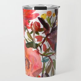 rose/dahlia/berries in watercolor Travel Mug