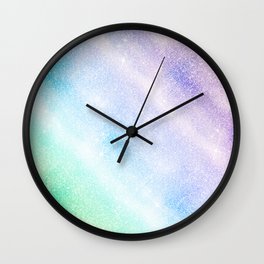 Modern Blue Purple Glitter Ombre Glam Design Wall Clock