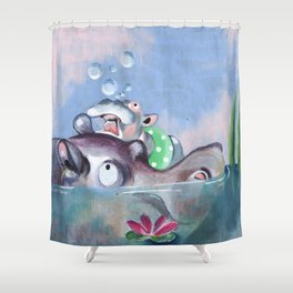 Puppies Series - Hippo Shower Curtain