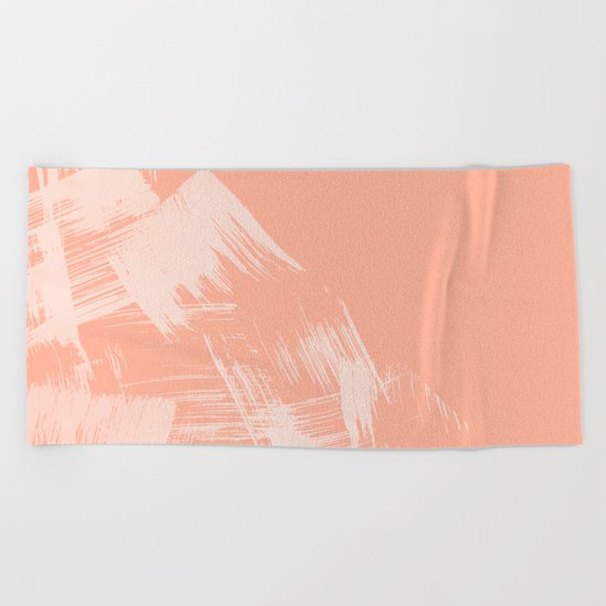 Sweet Life Paint Swipes Peach Coral Pink Beach Towel