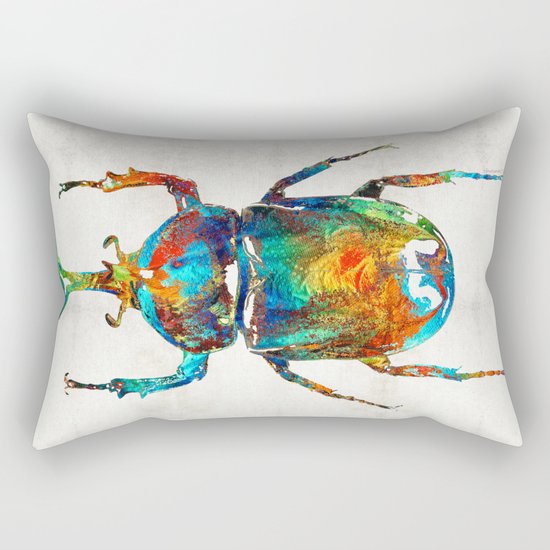 Colorful Beetle Art - Scarab Beauty - By Sharon Cummings Rectangular Pillow