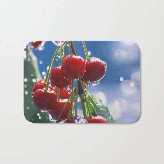 Summer rain on cherries Bath Mat
