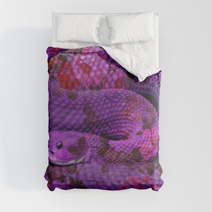 Floral Snake Purple Comforter