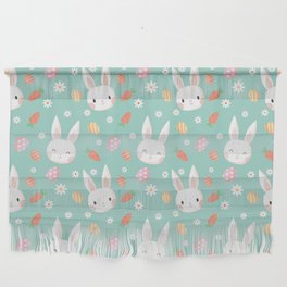 Happy Easter Pattern With Bunny And Carrot Wall Hanging